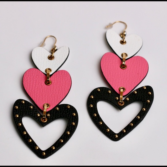 Henri Bendel Leather Heart Earrings - Picture 8 of 8